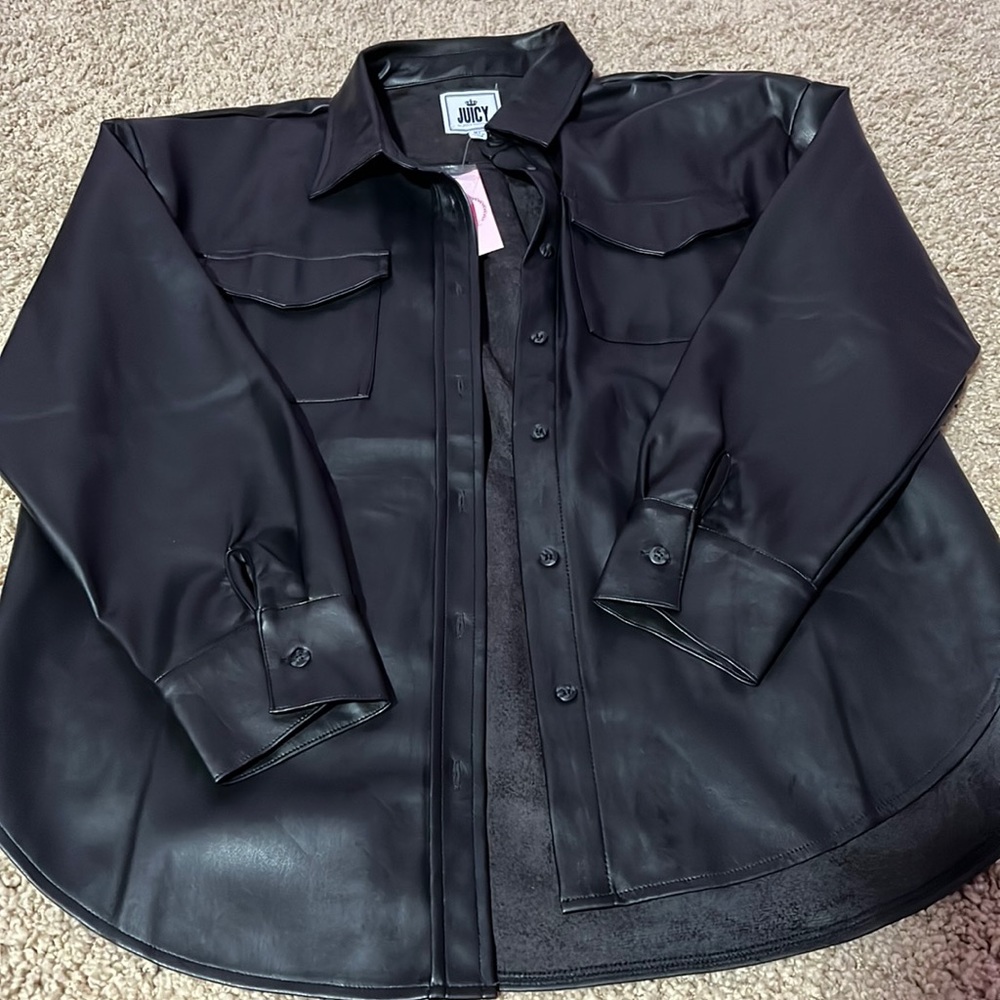 Juicy couture faux leather button up